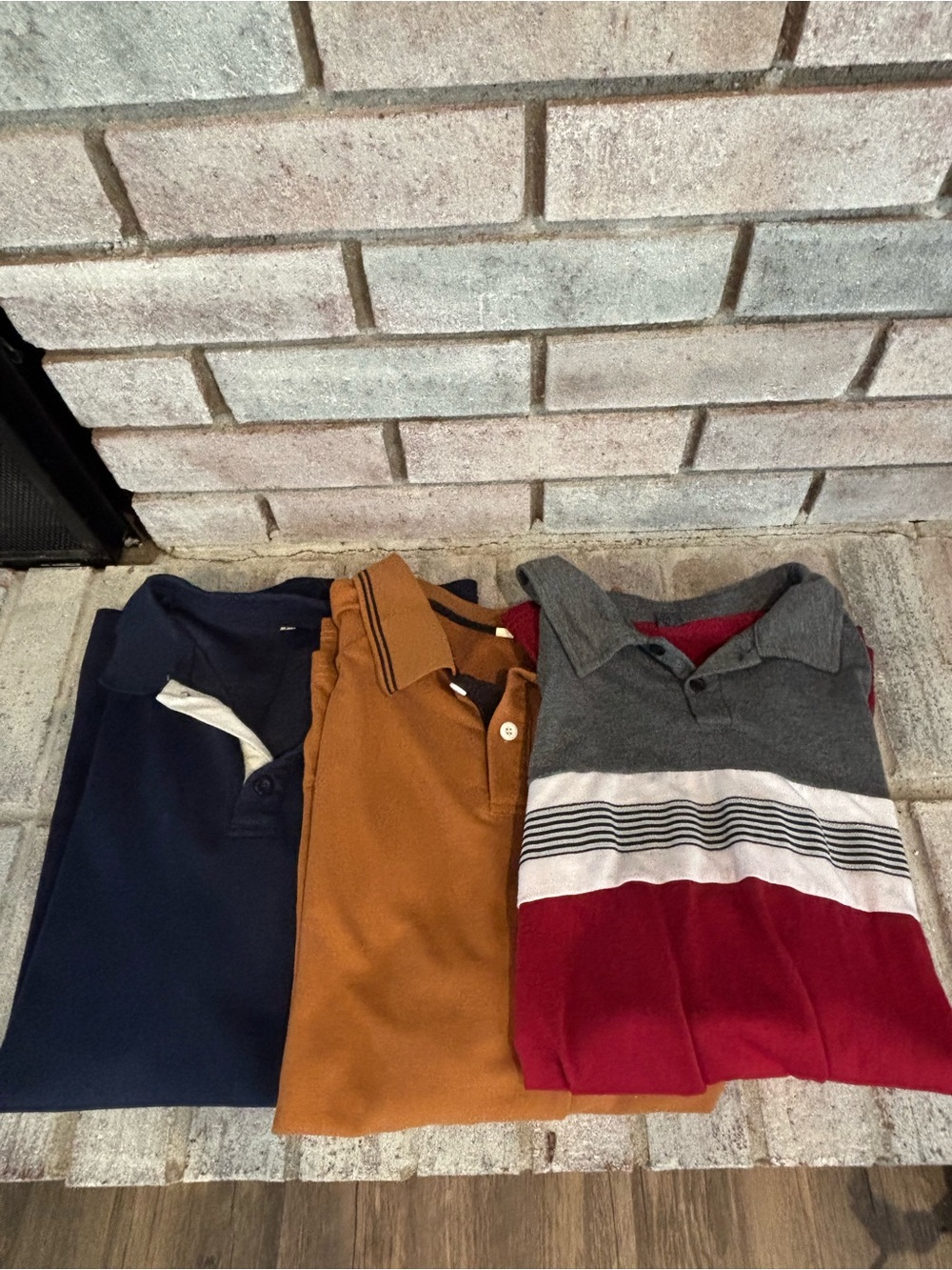 Men's Polo Shirt Bundle - Navy, Rust orange, Gray/Red Striped